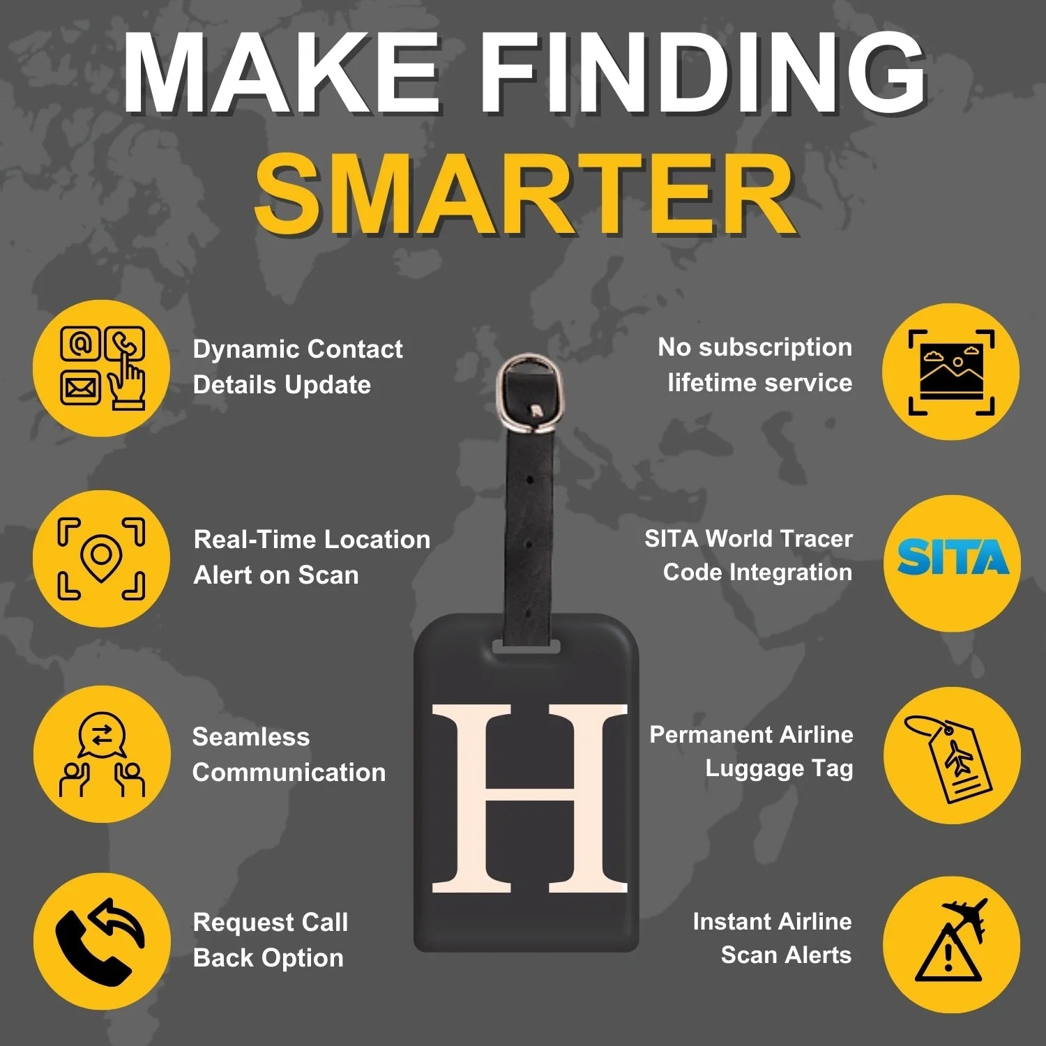 Initials Bag tag H  [pack 2]