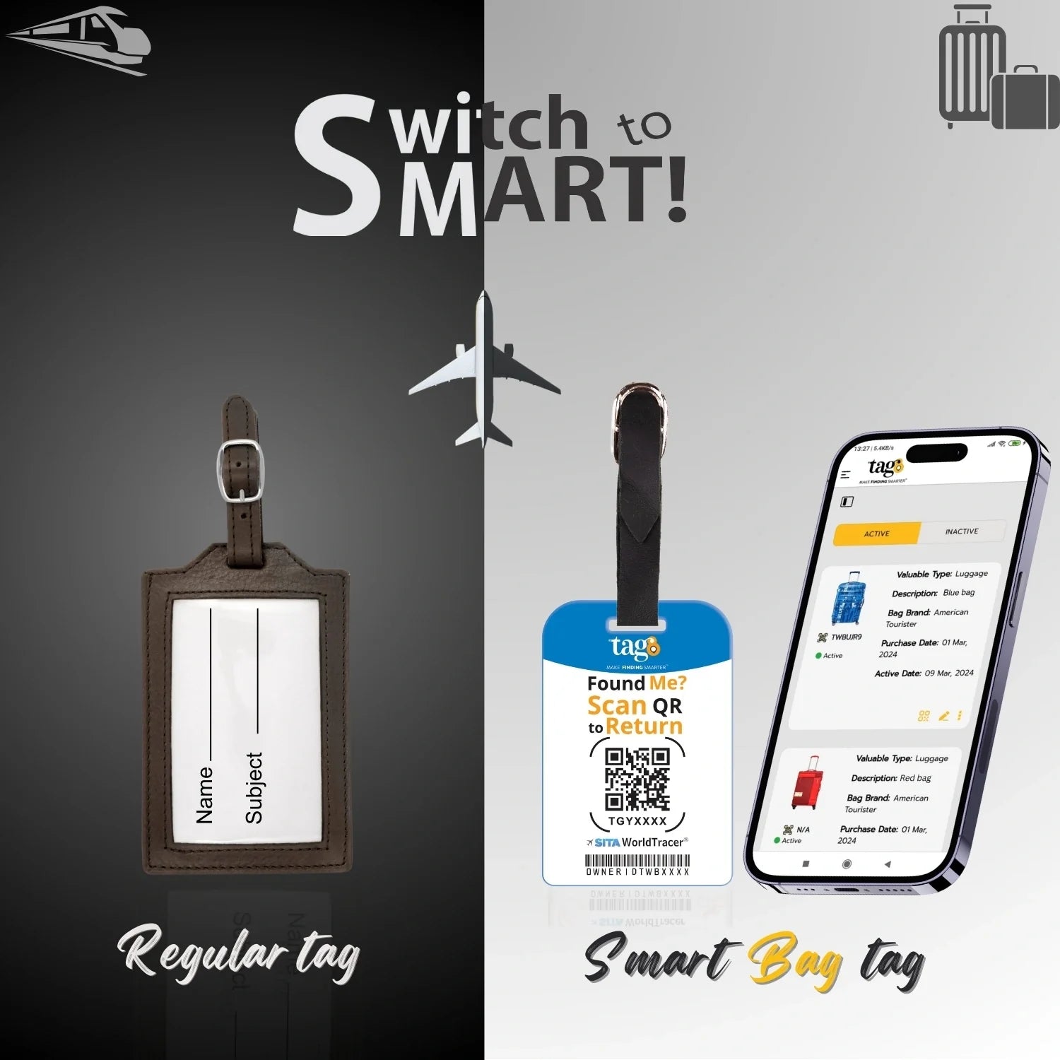 Smart Bag Security Tag - Chicago [Pack 2]